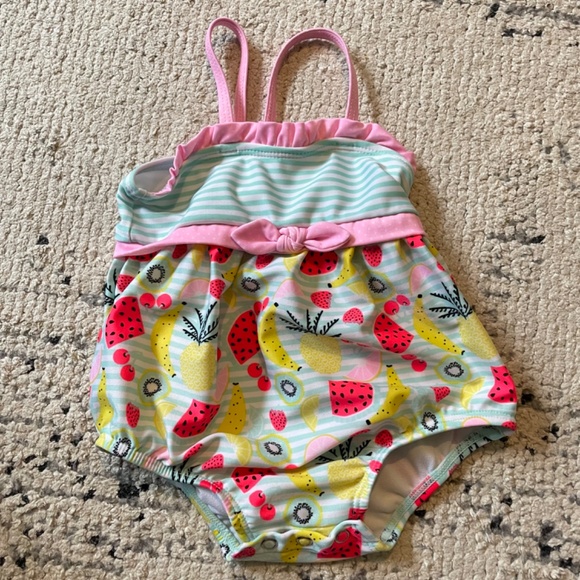 Cat & Jack baby girls size 6-9 months one piece swimsuit fruit stripes - Picture 2 of 3